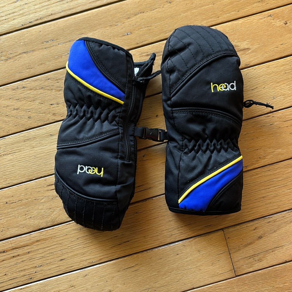HEAD Junior Ski Mittens-Black-Blue/ Size: XS